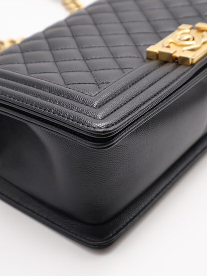 CHANEL Boy25粒面牛皮口蓋包 - 黑金