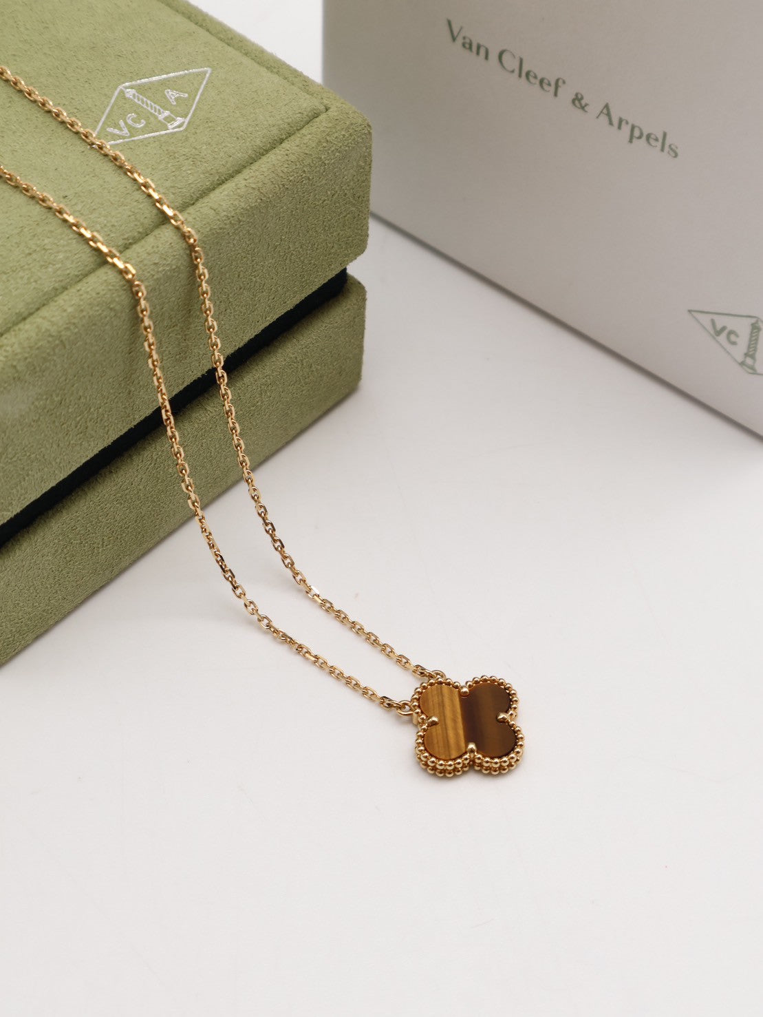 Van Cleef & Arpels 虎眼石18K金項鍊 - vintage Alhambra