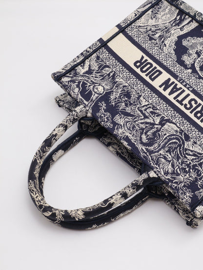 DIOR 刺繡動物園Tote - 小號深藍