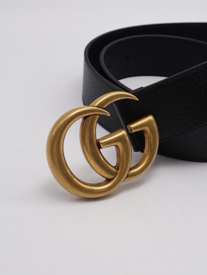 GUCCI 經典雙G腰帶 - 黑 85