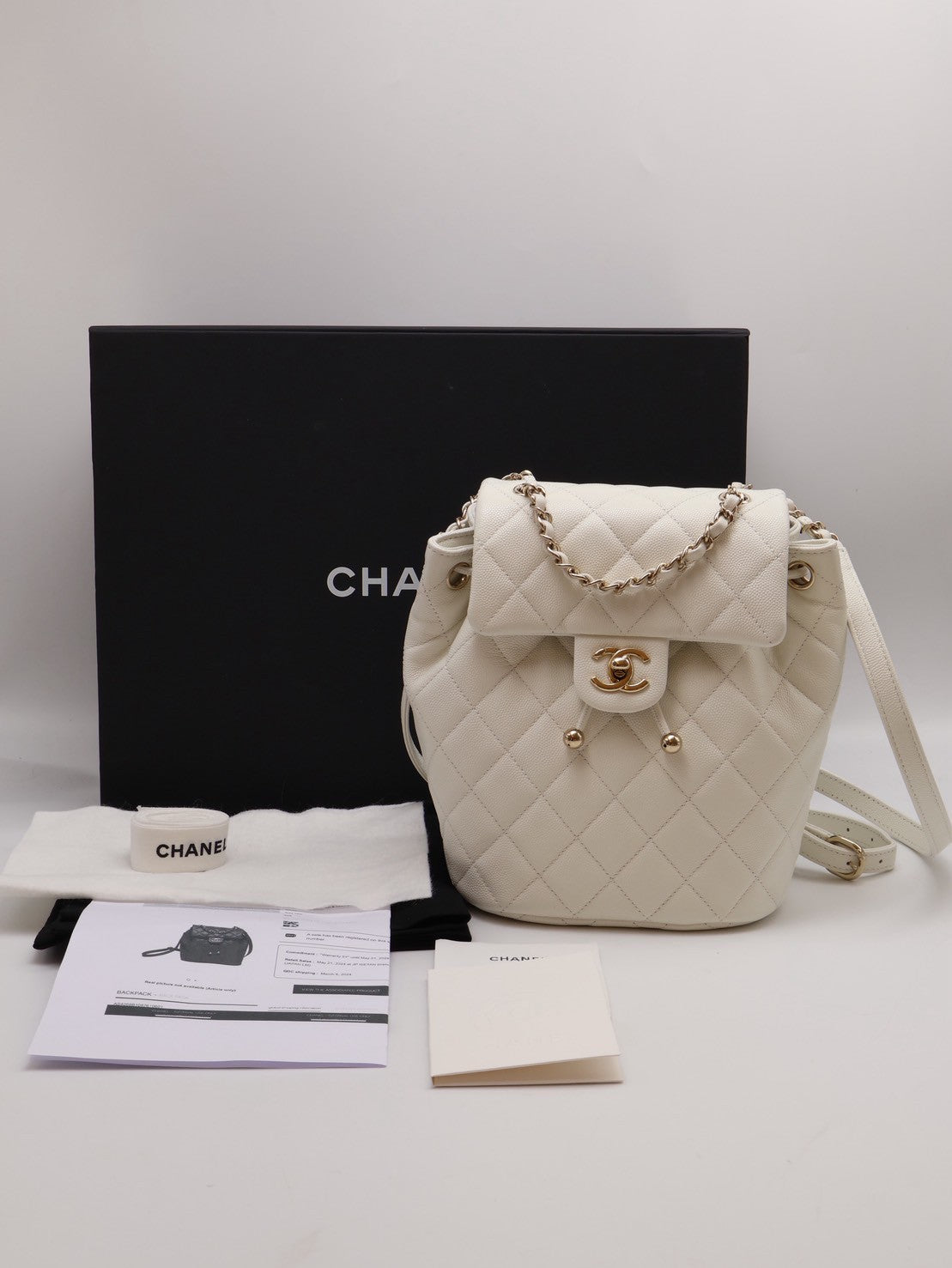 CHANEL 薩爾茨堡雙肩包 - 白金