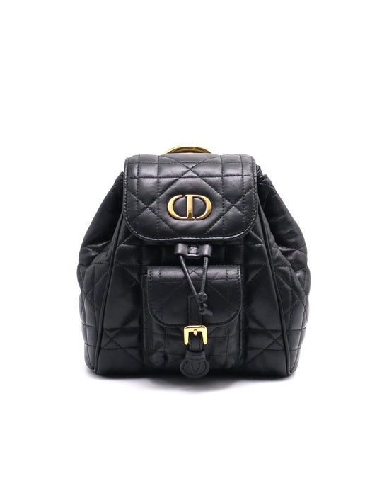 DIOR Caro藤格紋後背包小號 - 黑金