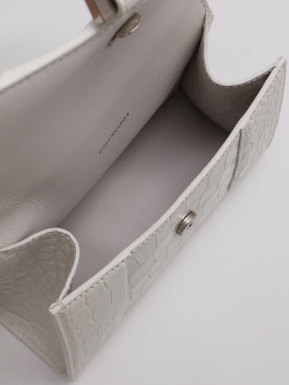 Balenciaga 閃亮小牛皮鱷魚壓紋沙漏包 - XS白銀