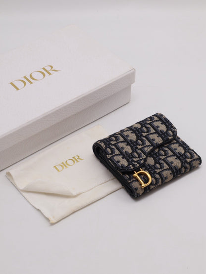 DIOR Saddle老花三折短夾