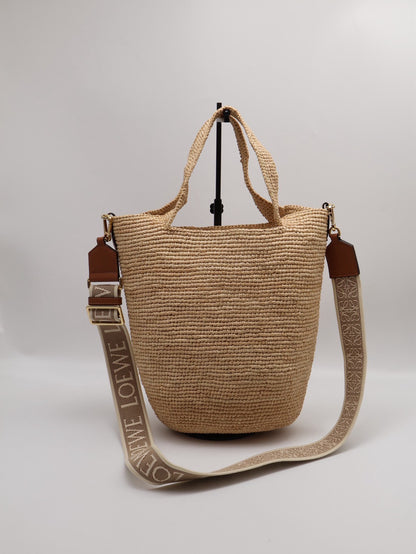 LOEWE Slit 草編托特包 - mini自然色