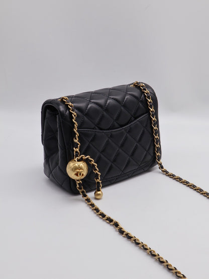 CHANEL 經典口蓋包方胖子 17 - 金球黑金
