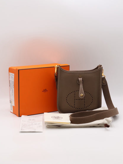 HERMES Mini Evelyne - Etoupe 18 大象灰金 Z