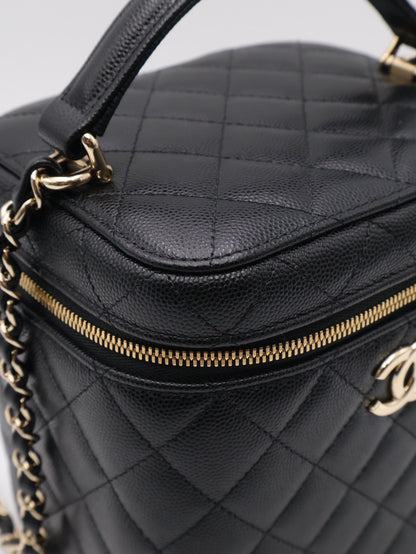 CHANEL 粒面牛皮手提化妝盒 - 黑金
