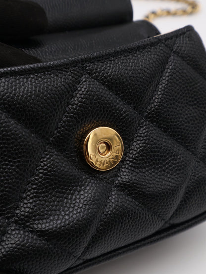 CHANEL 22K粒面牛皮斜背小包 - 黑金