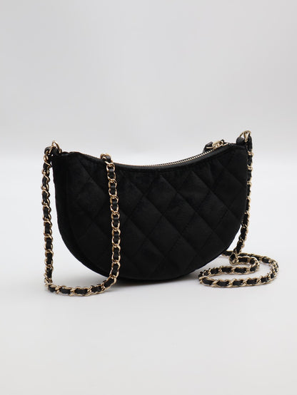 CHANEL 24A絲絨月牙包 - 黑金