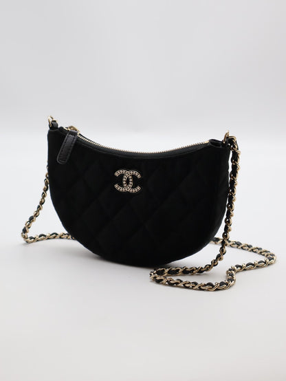 CHANEL 24A絲絨月牙包 - 黑金