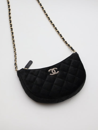 CHANEL 24A絲絨月牙包 - 黑金