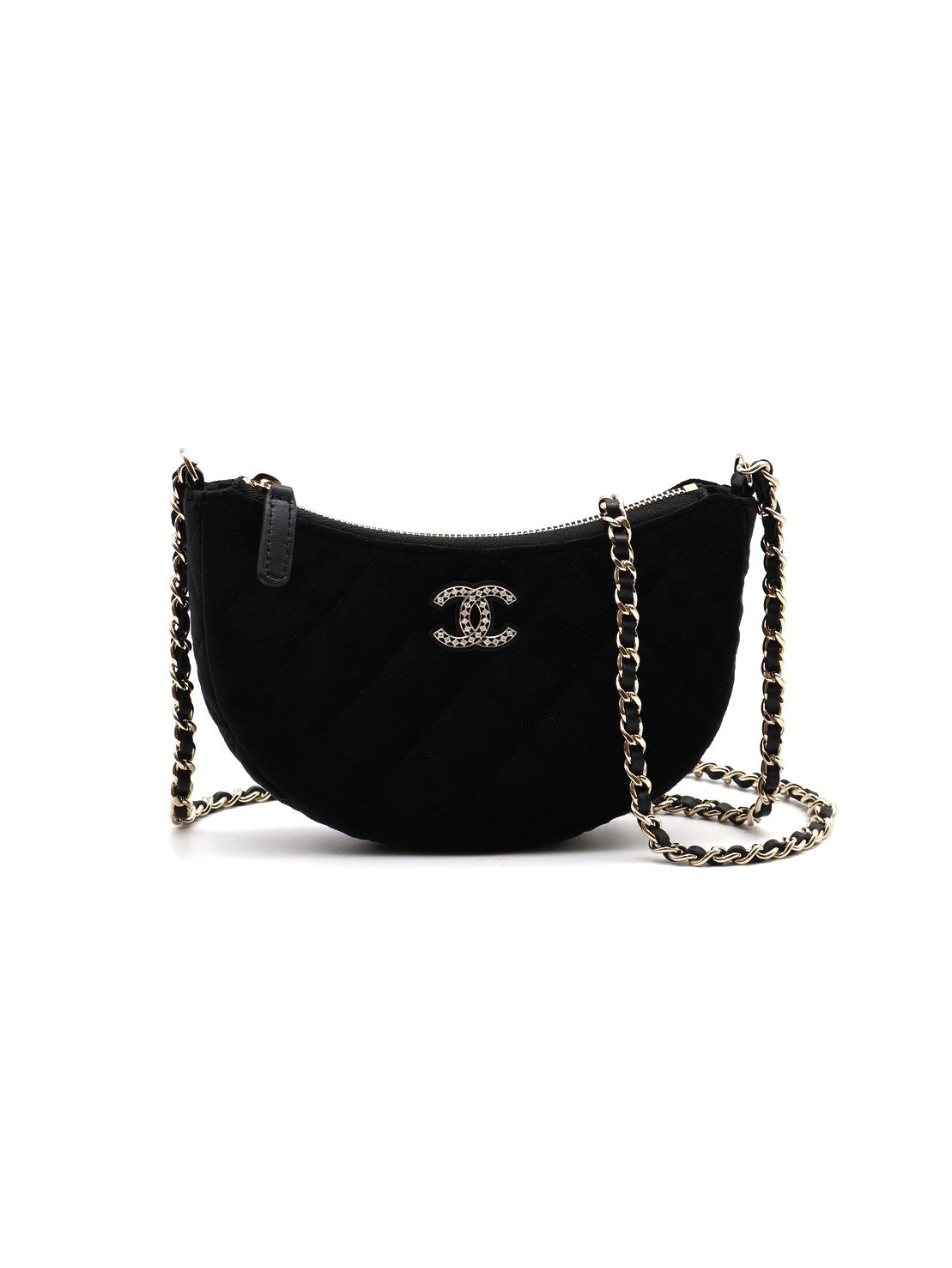 CHANEL 24A絲絨月牙包 - 黑金