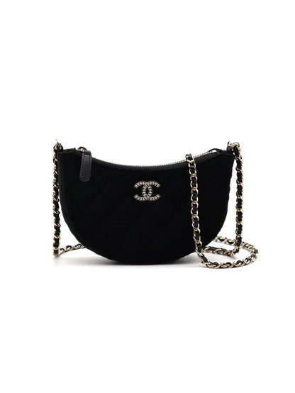 CHANEL 24A絲絨月牙包 - 黑金