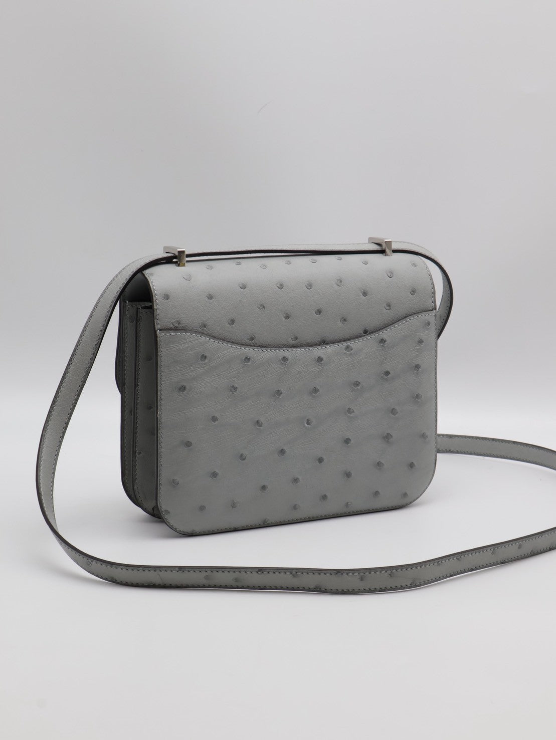 HERMES Mini Constance 19 - Bleu Glacier 8U 鴕鳥皮冰川藍銀 W