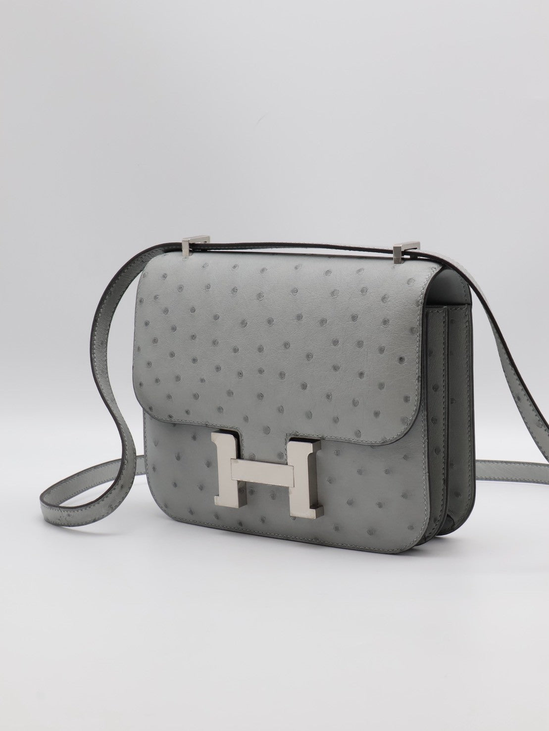 HERMES Mini Constance 19 - Bleu Glacier 8U 鴕鳥皮冰川藍銀 W