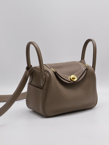 HERMES Mini lindy - 灰金 Y