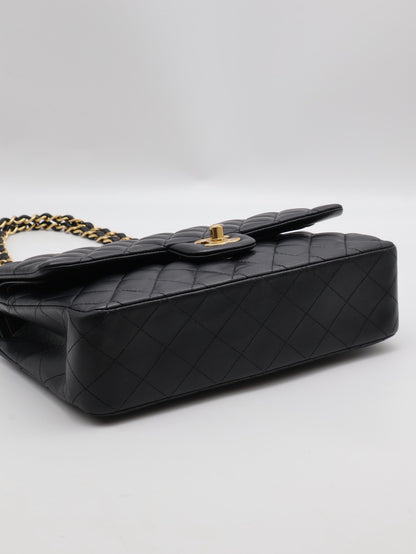 CHANEL 經典口蓋包 CF25 - 羊皮黑金27開