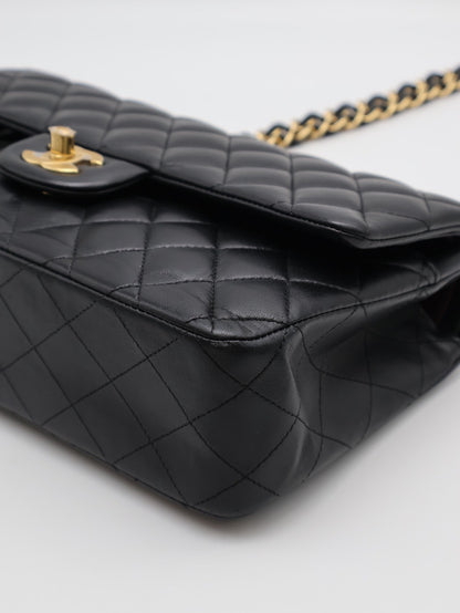 CHANEL 經典口蓋包 CF25 - 羊皮黑金27開