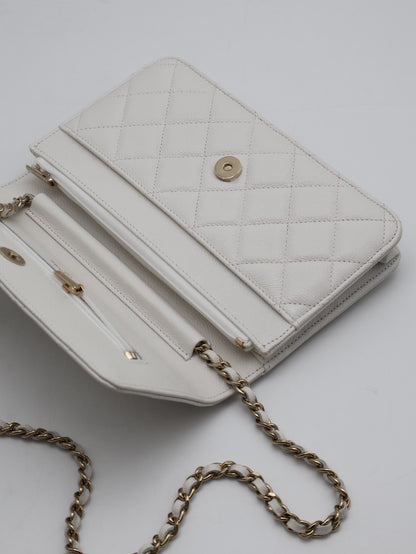 CHANEL 經典粒面牛皮WOC - 白金