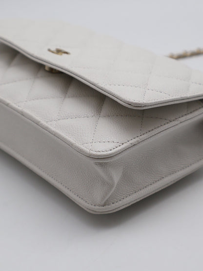 CHANEL 經典粒面牛皮WOC - 白金