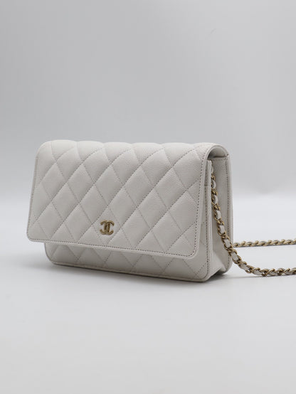 CHANEL 經典粒面牛皮WOC - 白金