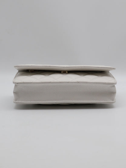 CHANEL 經典粒面牛皮WOC - 白金