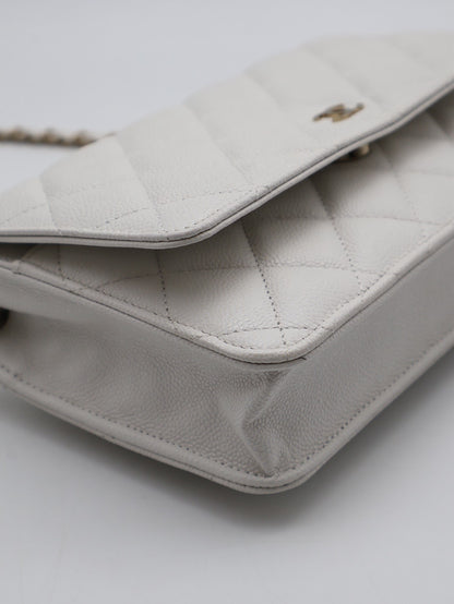 CHANEL 經典粒面牛皮WOC - 白金