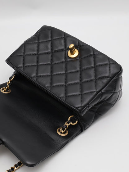 CHANEL 經典口蓋包方胖子 17 - 金球黑金