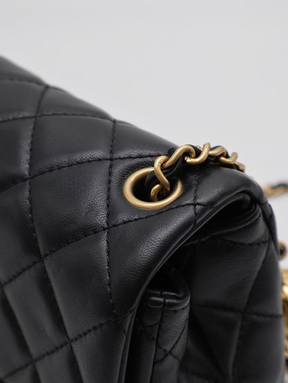 CHANEL 經典口蓋包方胖子 17 - 金球黑金