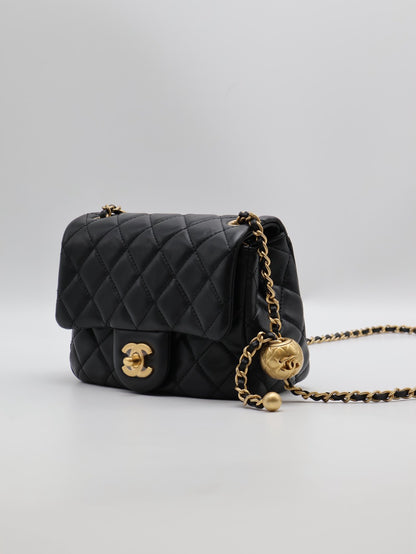 CHANEL 經典口蓋包方胖子 17 - 金球黑金