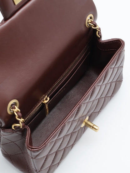 CHANEL 經典口蓋包 Mini CF20 - 金球深棕