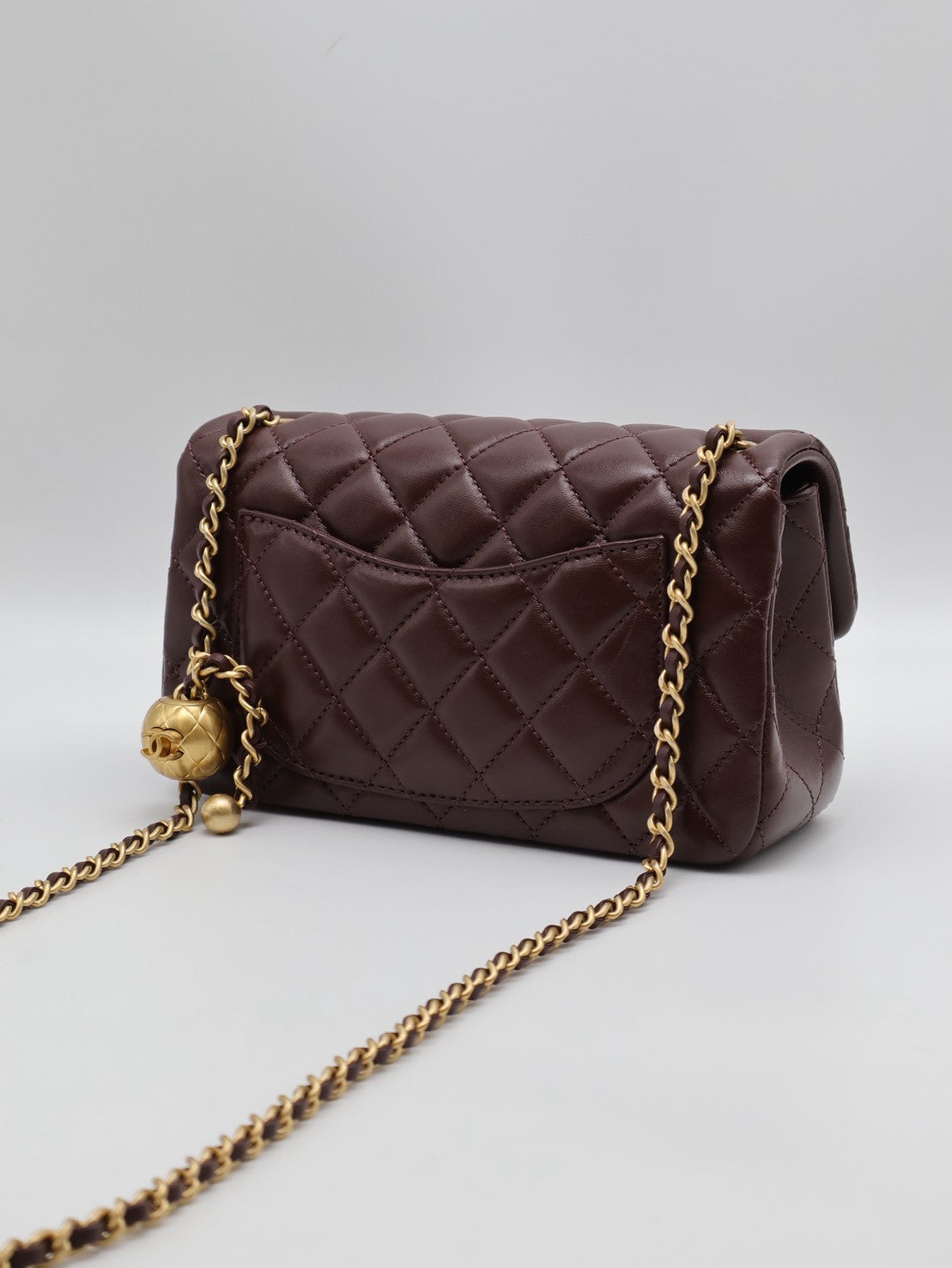 CHANEL 經典口蓋包 Mini CF20 - 金球深棕