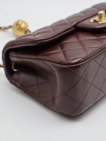 CHANEL 經典口蓋包 Mini CF20 - 金球深棕