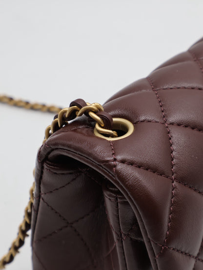 CHANEL 經典口蓋包 Mini CF20 - 金球深棕