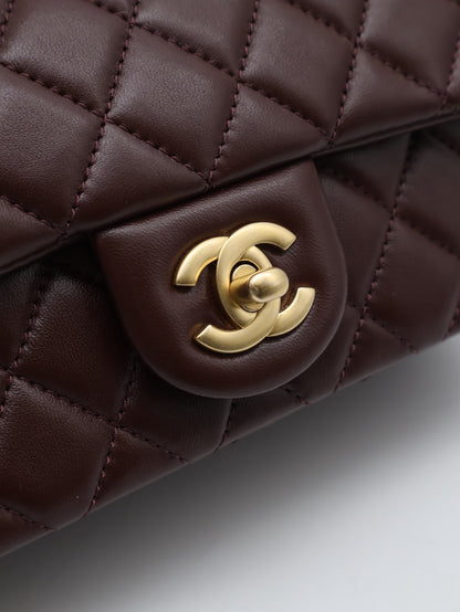 CHANEL 經典口蓋包 Mini CF20 - 金球深棕