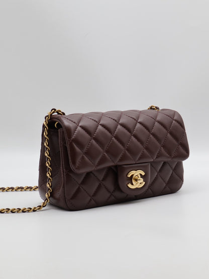 CHANEL 經典口蓋包 Mini CF20 - 金球深棕