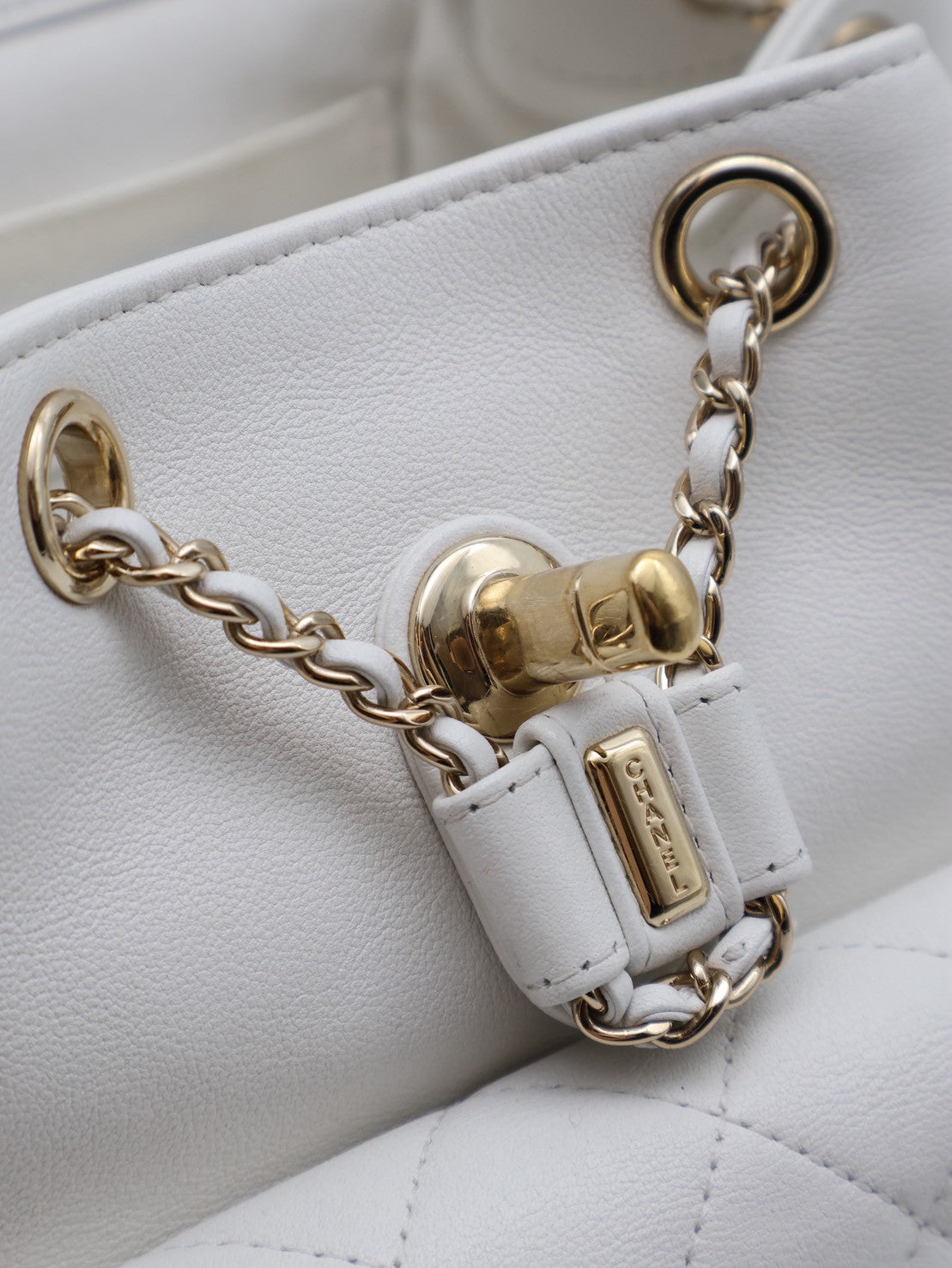 CHANEL Duma小牛皮後背包 - 小號白金