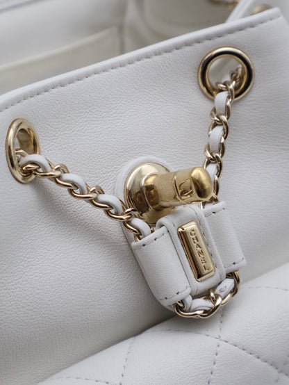 CHANEL Duma小牛皮後背包 - 小號白金