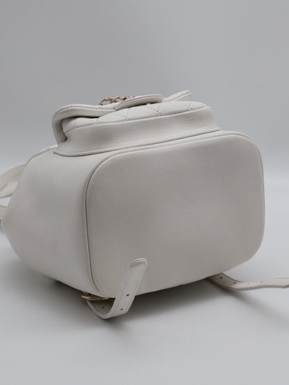 CHANEL Duma小牛皮後背包 - 小號白金