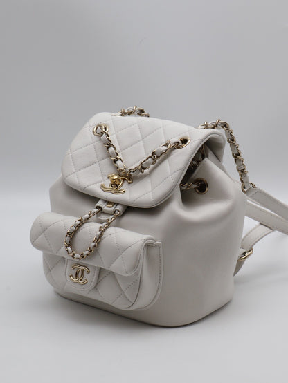 CHANEL Duma小牛皮後背包 - 小號白金