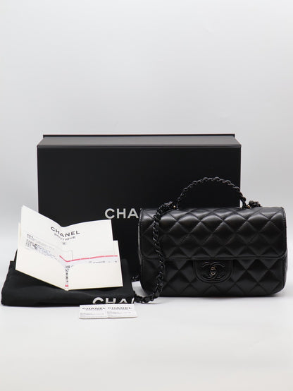 CHANEL 25C漆皮手柄Handle Mini CF - So Black