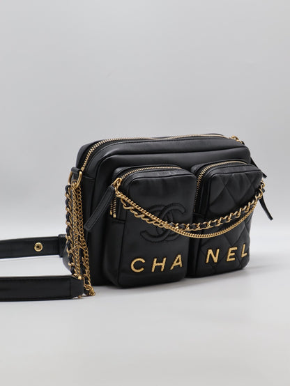 CHANEL 雙口袋炸藥包 - 小號黑金