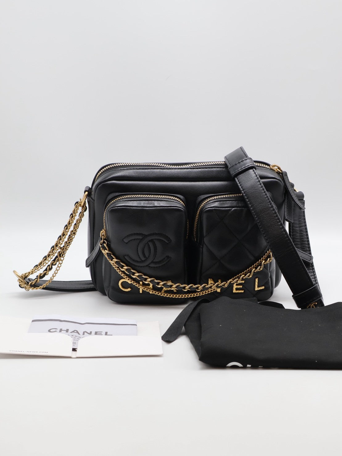 CHANEL 雙口袋炸藥包 - 小號黑金