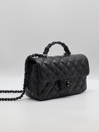 CHANEL 25C漆皮手柄Handle Mini CF - So Black