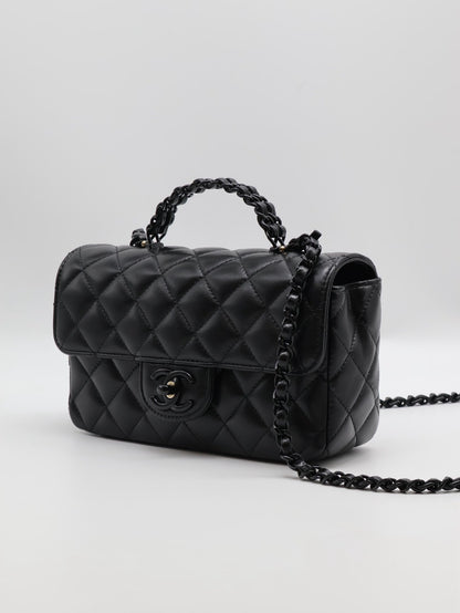 CHANEL 25C漆皮手柄Handle Mini CF - So Black