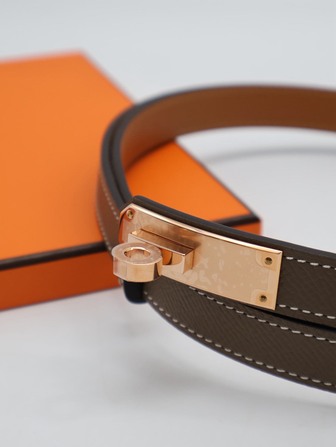 HERMES Kelly釦腰帶 - 灰玫瑰金