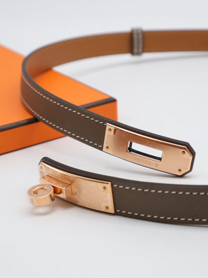 HERMES Kelly釦腰帶 - 灰玫瑰金