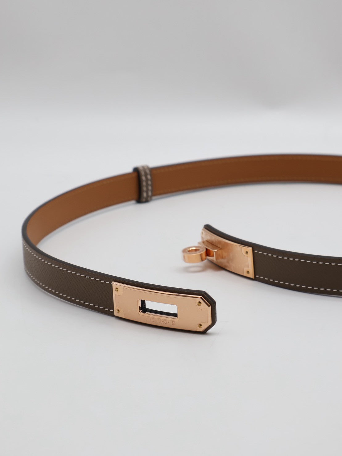 HERMES Kelly釦腰帶 - 灰玫瑰金