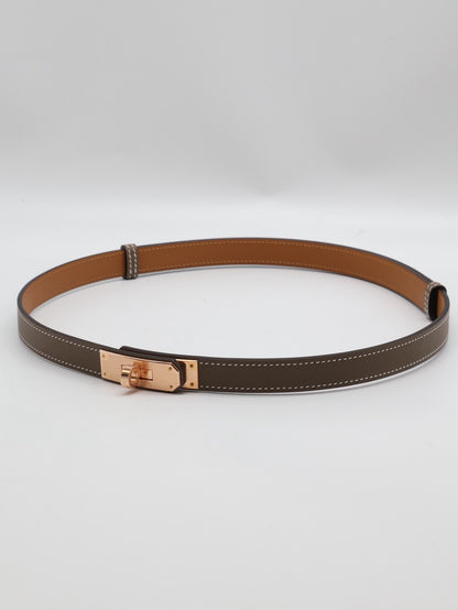 HERMES Kelly釦腰帶 - 灰玫瑰金